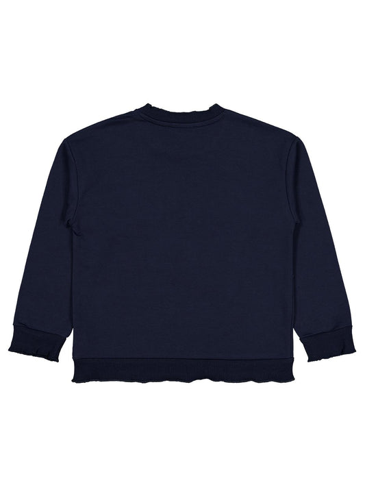 Civil Kız Çocuk Best Vibes Nakışlı Sweatshirt | 2 İp Uzun Kol | Okul Kreş ve Günlük Kullanım - Lacivert