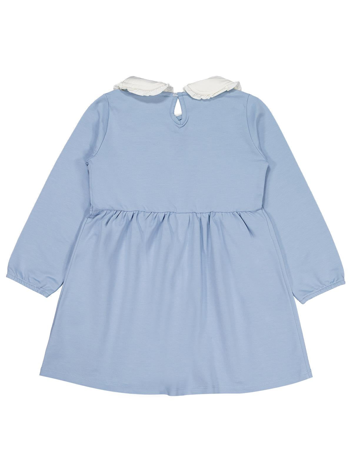 Civil Girls Yakası Nakışlı 6-9 Yaş Elbise - Mavi