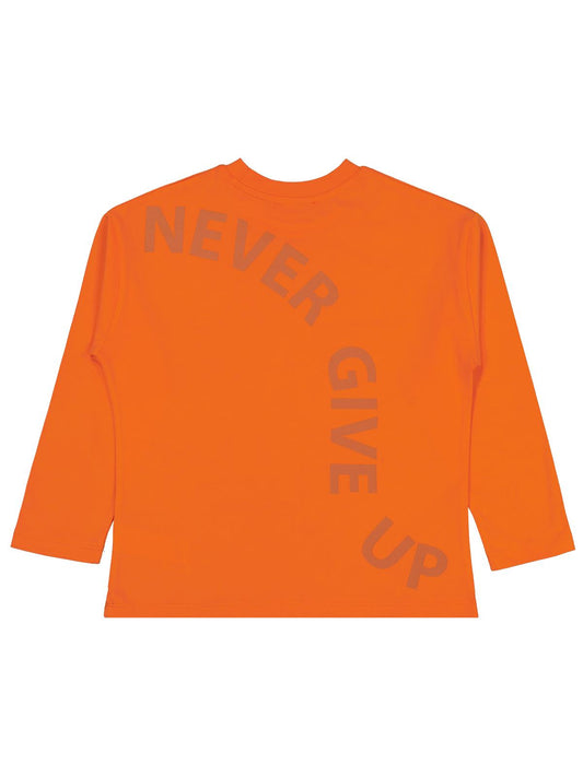 Civil Boys Erkek Çocuk Never Gıve Up Baskılı Sweatshirt | Fırçalı Süprem | Okul Kreş ve Günlük Kullanım - Turuncu
