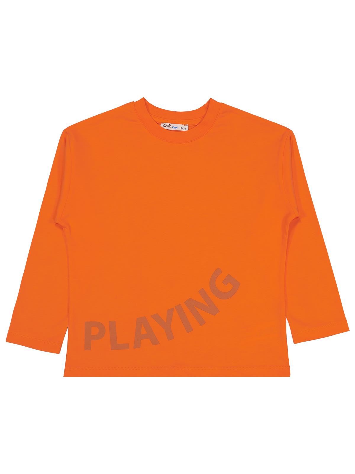 Civil Boys Erkek Çocuk Never Gıve Up Baskılı Sweatshirt | Fırçalı Süprem | Okul Kreş ve Günlük Kullanım - Turuncu