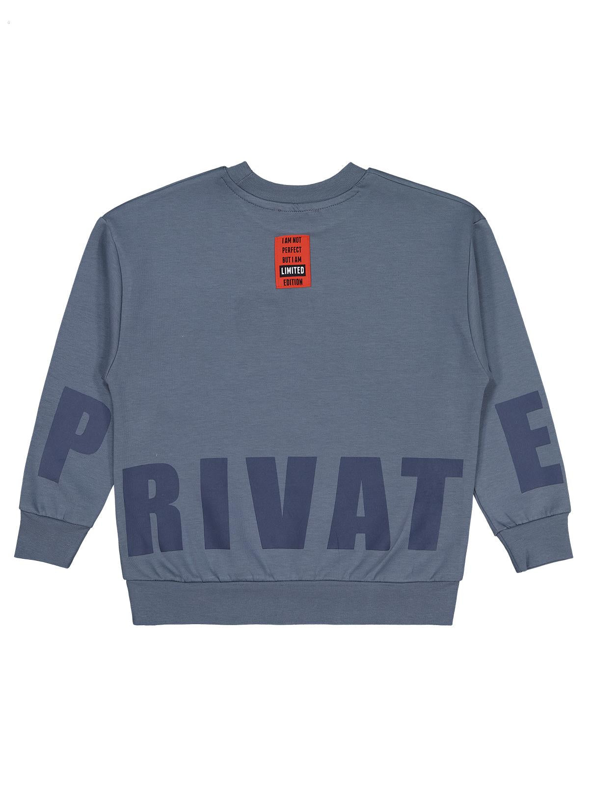Civil Boys Prıvate Baskılı 6-9 Yaş Sweatshirt - Gri