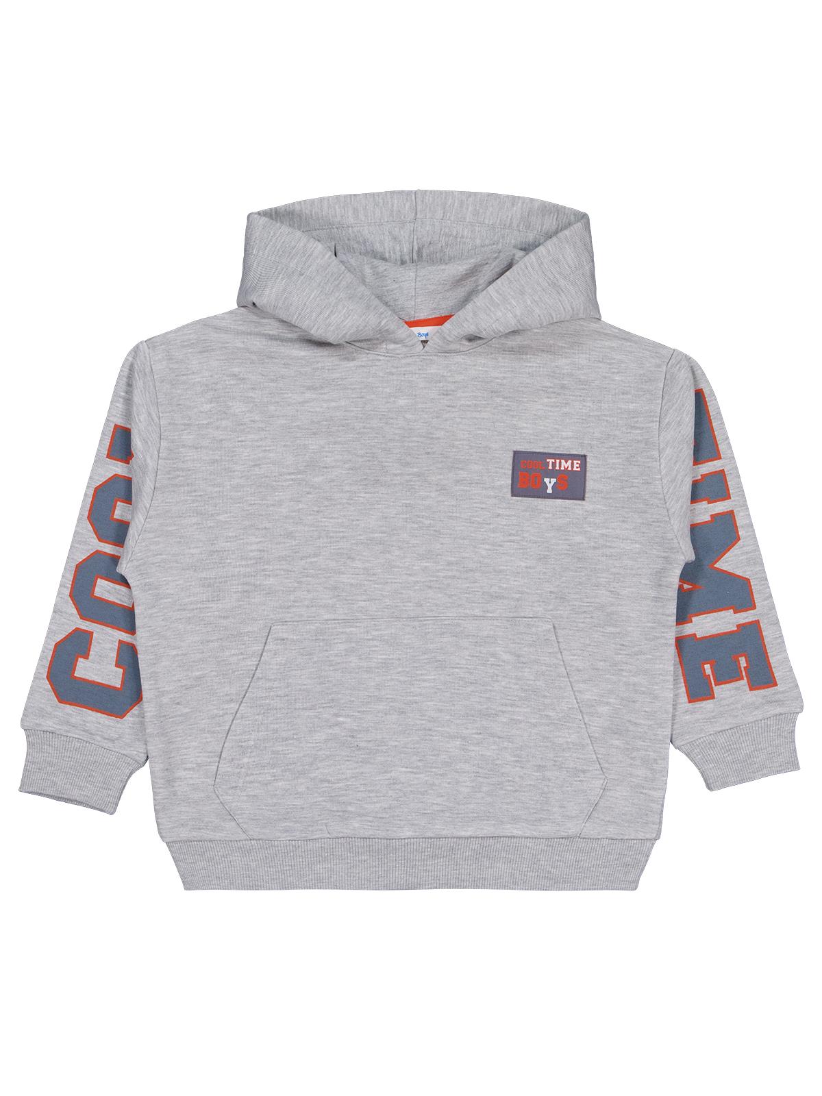 Civil Boys Erkek Çocuk Cool Team Baskılı Sweatshirt | 3 İp Uzun Kol | Okul Kreş ve Günlük Kullanım - Gri