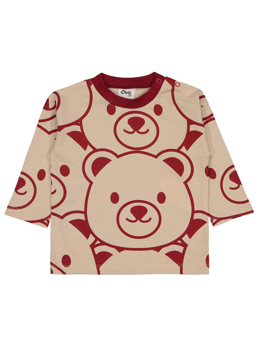 Civil Baby Ayıcıklar Baskılı 6-18 Ay Sweatshirt - Bordo