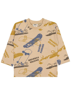 Civil Baby Kaykay Baskılı 6-18 Ay Sweatshirt - Bej