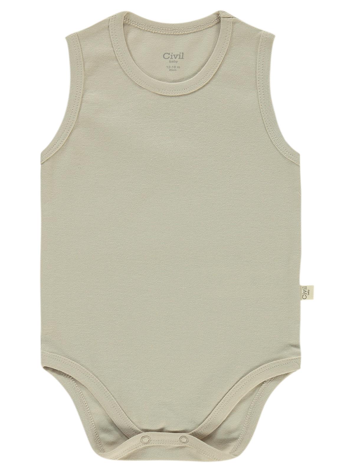 Civil Baby 5 li Organik Sıfır Kol 0-36 Ay Çıtçıtlı Badi - Bej