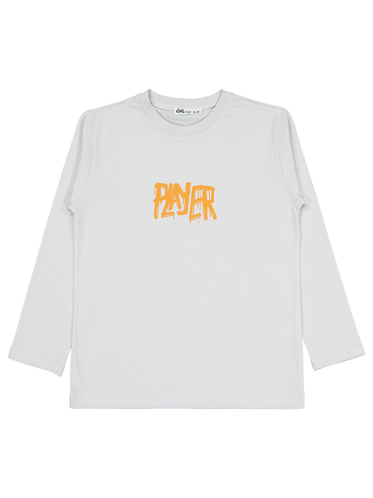 Civil Erkek Çocuk Player Baskılı Sweatshirt | Süprem Uzun Kol | Okul Kreş ve Günlük Kullanım - Gri