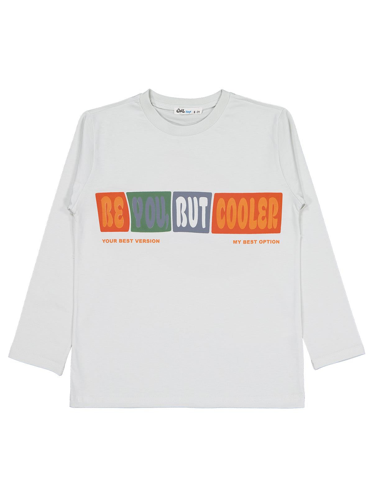 Civil Erkek Çocuk Be You But Cooler Baskılı Sweatshirt | Süprem | Okul Kreş ve Günlük Kullanım - Gri