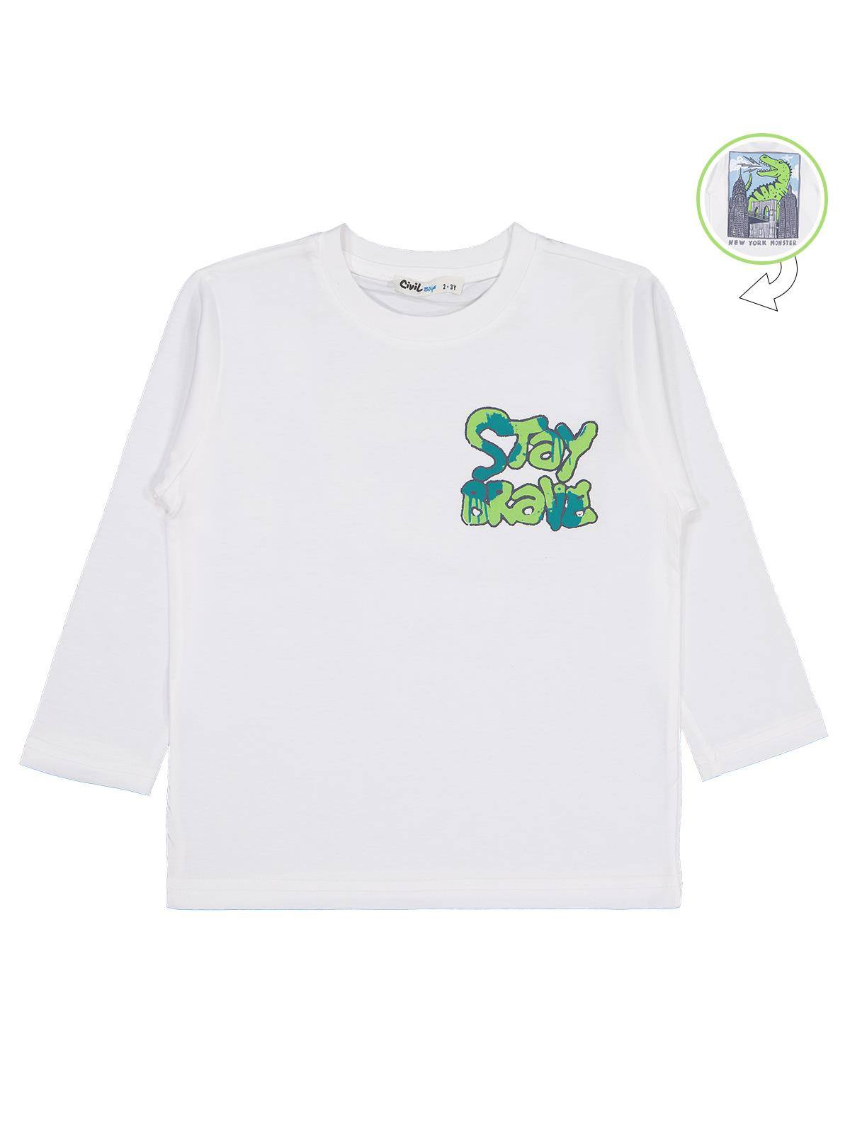 Civil Boys Stay Brave Baskılı 2-5 Yaş Sweatshirt - Ekru