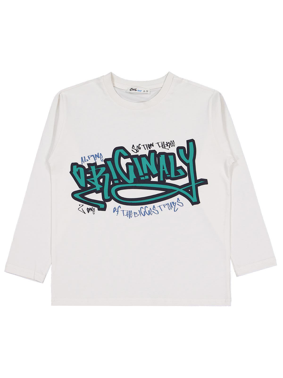 Civil Boys Original Baskılı 6-9 Yaş Sweatshirt - Fil Dişi