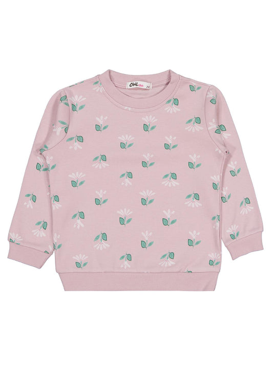 Civil Kız Çocuk Çıtır Çiçek Baskılı Sweatshirt | İnterlok Uzun Kol | Okul Kreş ve Günlük Kullanım - Pembe