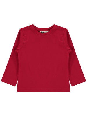 Civil Girls  Kız Çocuk Basic Sweatshirt | Likralı Süprem Uzun Kol | Okul Kreş ve Günlük Kullanım - Kırmızı