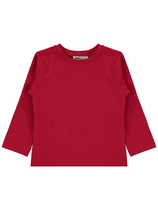 Civil Girls  Kız Çocuk Basic Sweatshirt | Likralı Süprem Uzun Kol | Okul Kreş ve Günlük Kullanım - Kırmızı