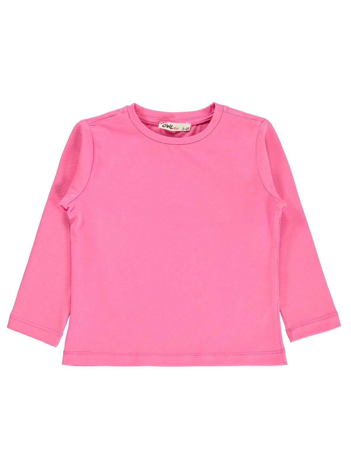 Civil Girls  Kız Çocuk Basic Sweatshirt | Likralı Süprem Uzun Kol | Okul Kreş ve Günlük Kullanım - Pembe