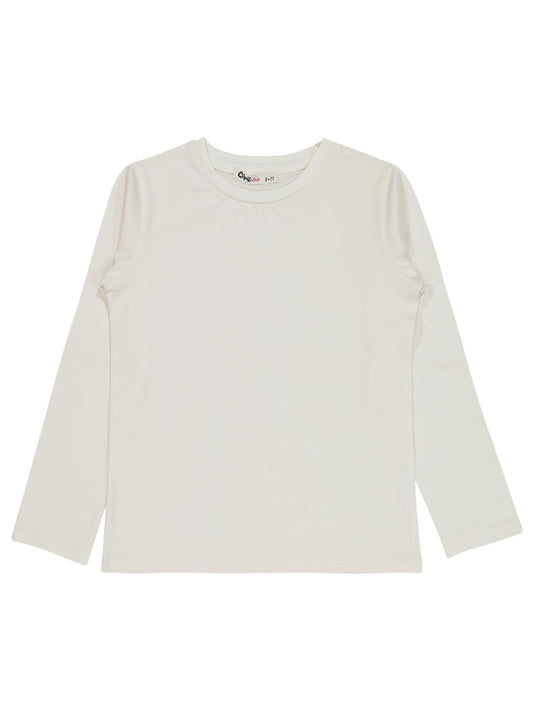 Civil Girls Kız Çocuk Basic Sweatshirt | Likralı Süprem Uzun Kol | Okul Kreş ve Günlük Kullanım - Ekru