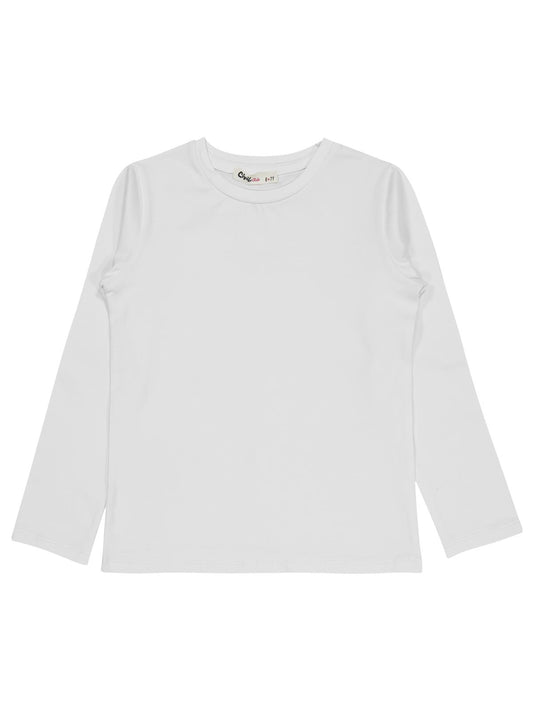 Civil Girls Kız Çocuk Basic Sweatshirt | Likralı Süprem Uzun Kol | Okul Kreş ve Günlük Kullanım - Beyaz
