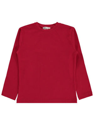 Civil Kız Çocuk Basic Sweatshirt | Likralı Süprem Uzun Kol | Okul Kreş ve Günlük Kullanım - Kırmızı