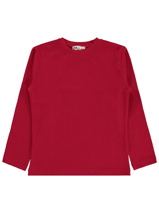 Civil Kız Çocuk Basic Sweatshirt | Likralı Süprem Uzun Kol | Okul Kreş ve Günlük Kullanım - Kırmızı