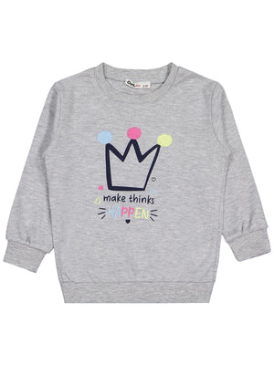 Civil Girls Happen Baskılı 2-5 Yaş Sweatshirt - Gri
