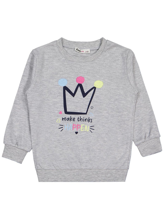 Civil Girls Happen Baskılı 2-5 Yaş Sweatshirt - Gri
