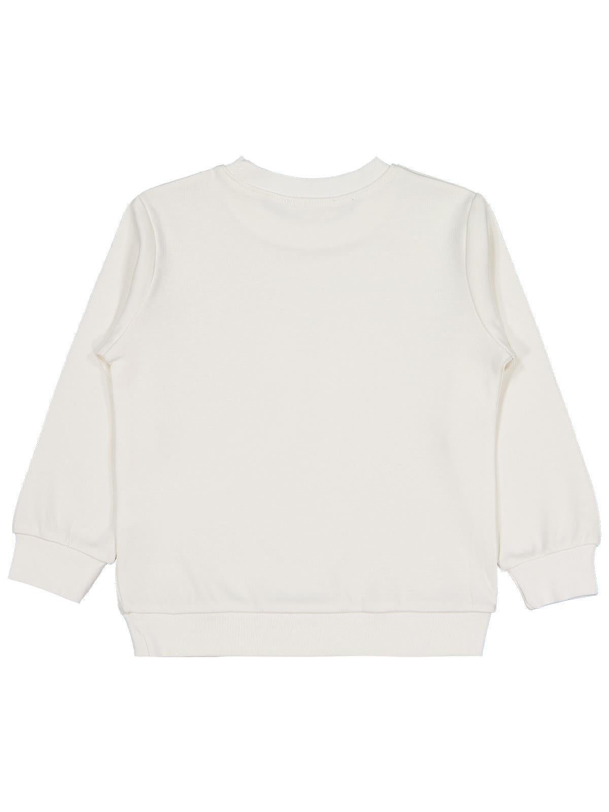 Civil Kız Çocuk Kedi Baskılı Sweatshirt | İnterlok Uzun Kol | Okul Kreş ve Günlük Kullanım - Ekru