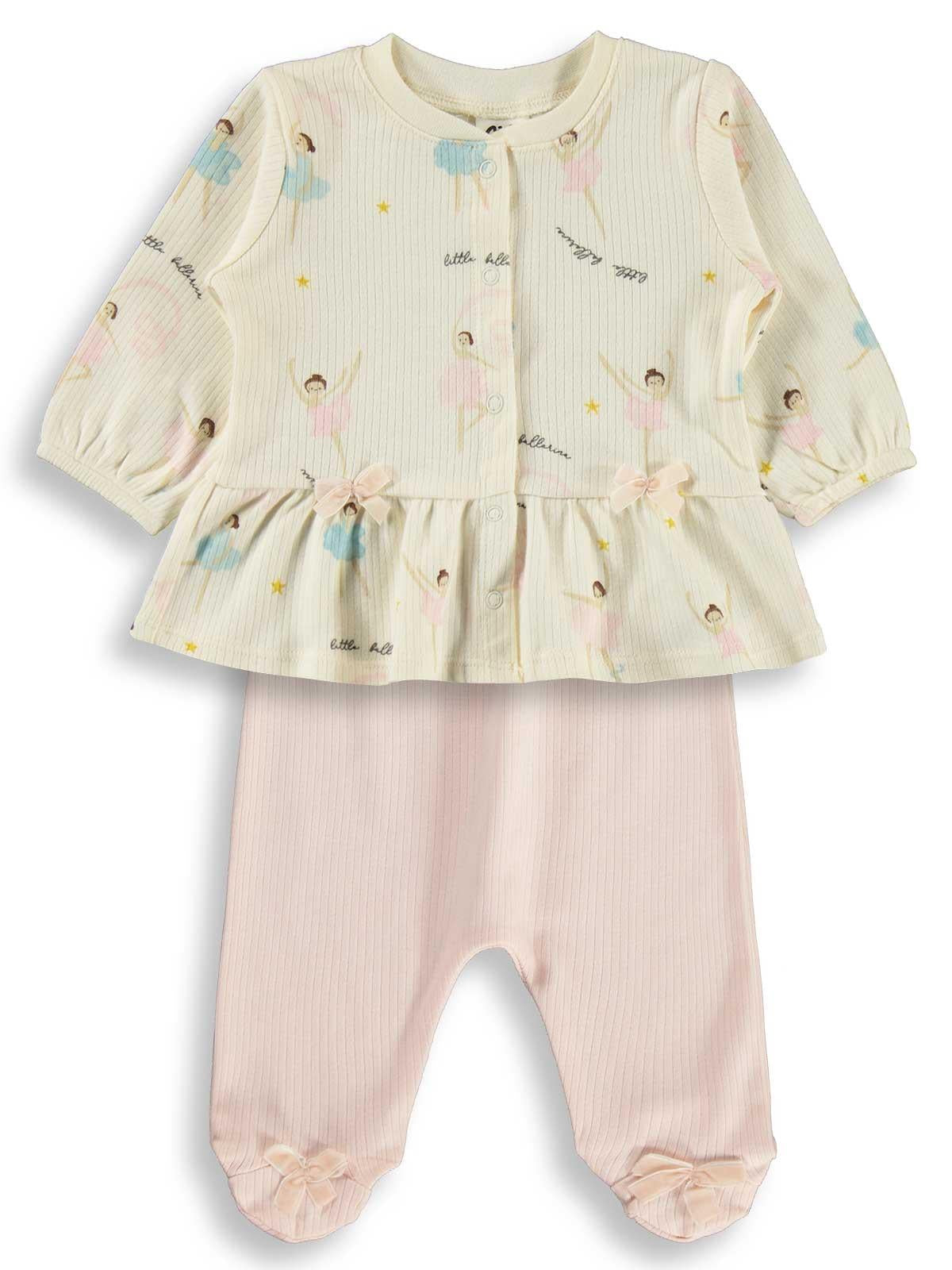 Civil Baby Balerin Empirme 1-9 Ay Pijama Takımı - Ekru