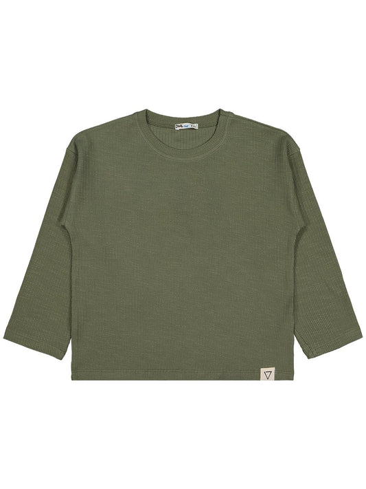 Civil Erkek Çocuk Jakarlı Basic Sweatshirt | Jakarlı İnterlok | Okul Kreş ve Günlük Kullanım - Haki