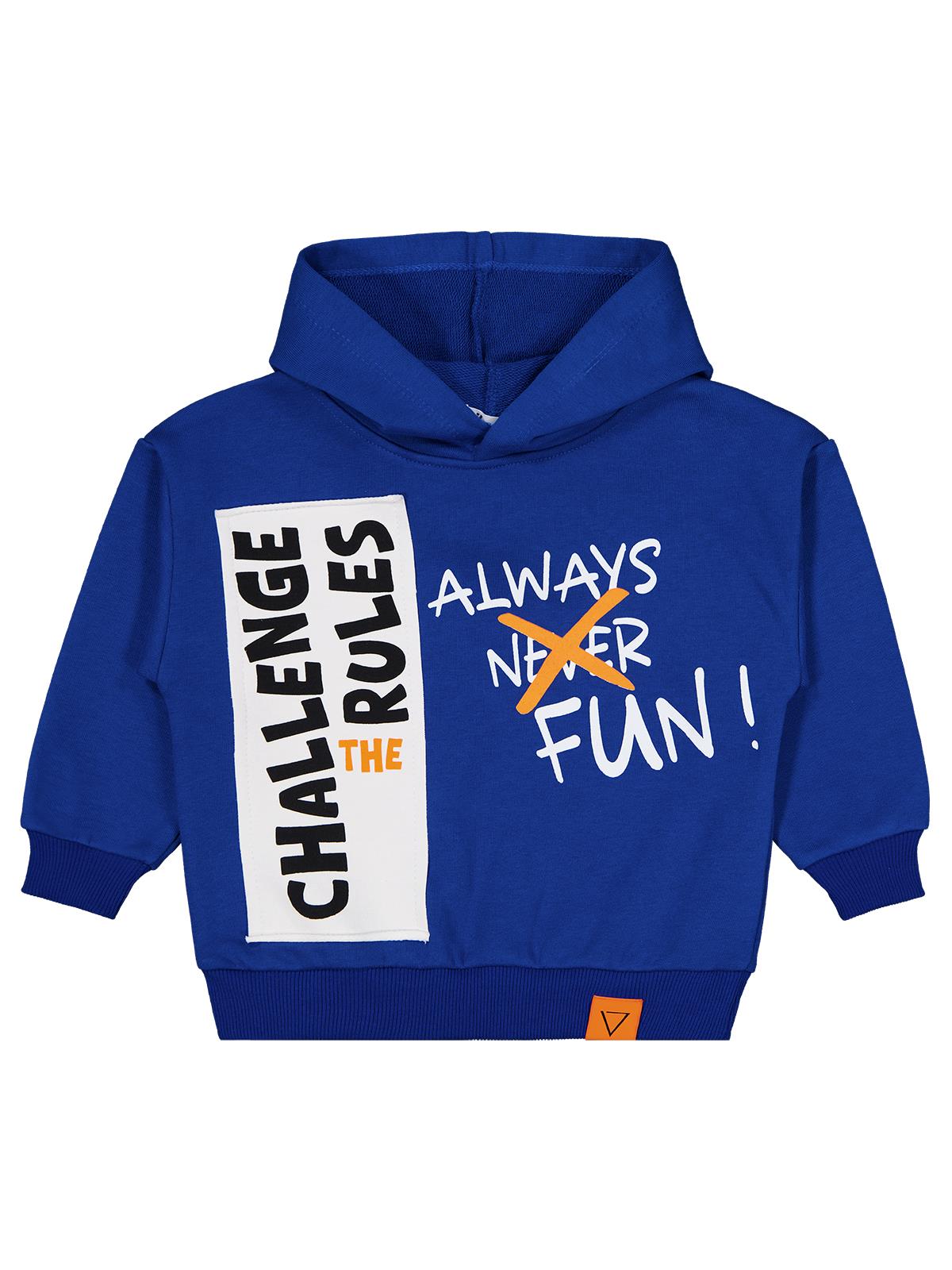 Civil Boys Erkek Çocuk Cehallenge Baskılı Sweatshirt | 3 İp Uzun Kol | Okul Kreş ve Günlük Kullanım - Mavi