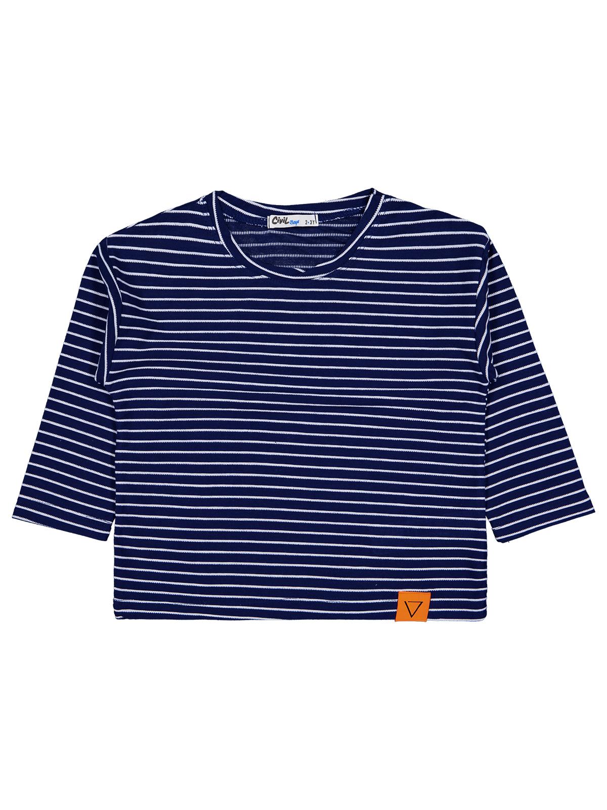 Civil Boys Yatay Çizgili 2-5 Yaş Sweatshirt - Lacivert
