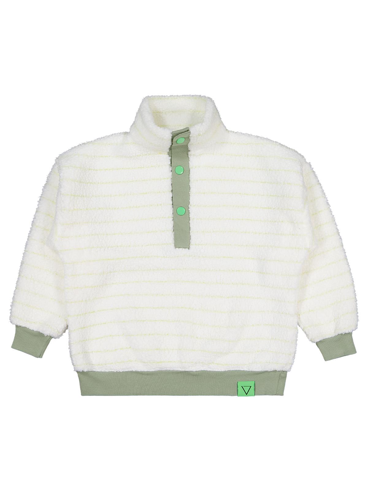 Civil Boys Erkek Çocuk Yakası Patlı Çizgili Sweatshirt | Velsoft Uzun Kol | Okul Kreş ve Günlük Kullanım - Yeşil