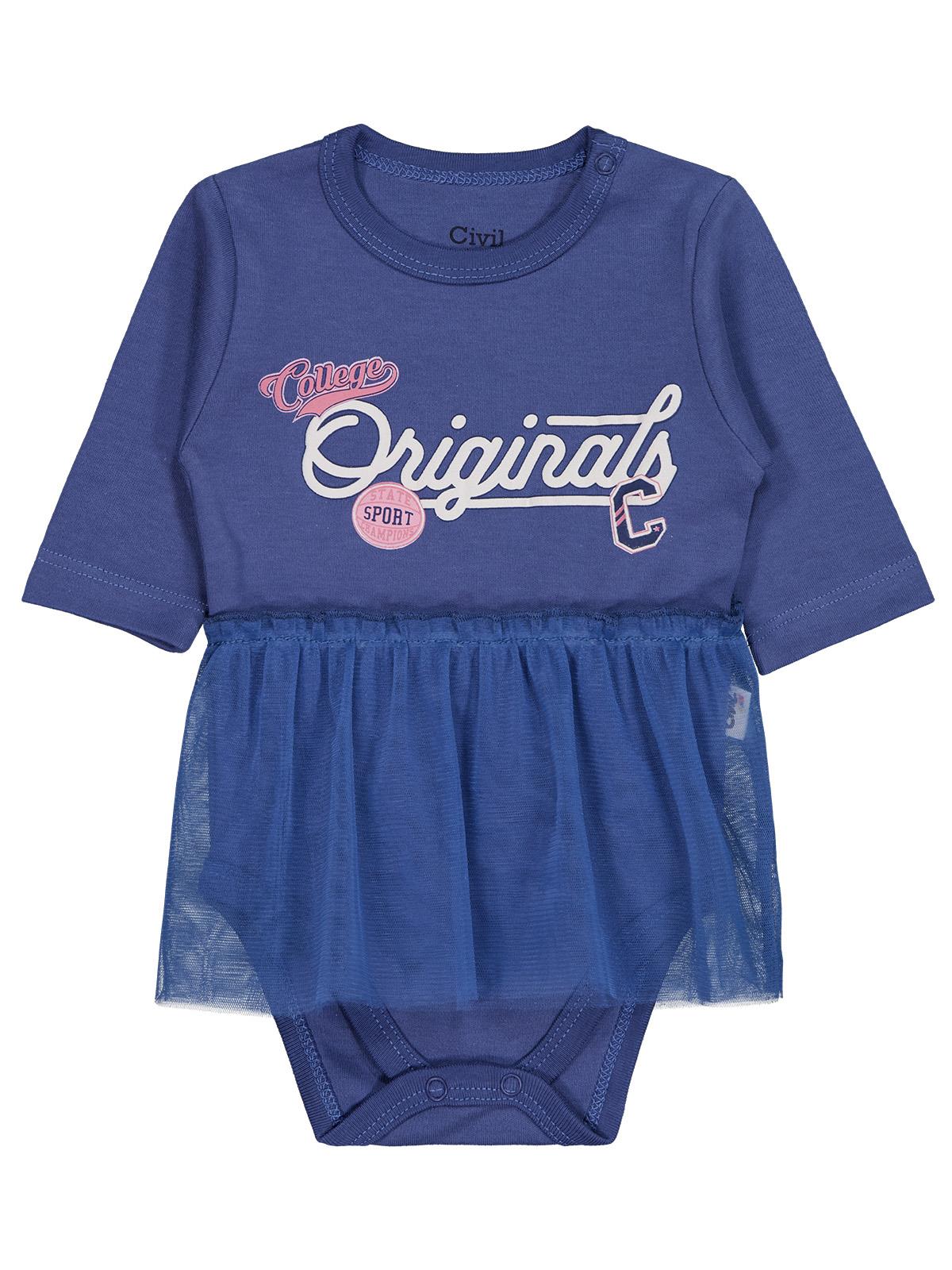 Civil Baby Originals Baskılı 0-3 Yaş Çıtçıtlı Badi - Mavi