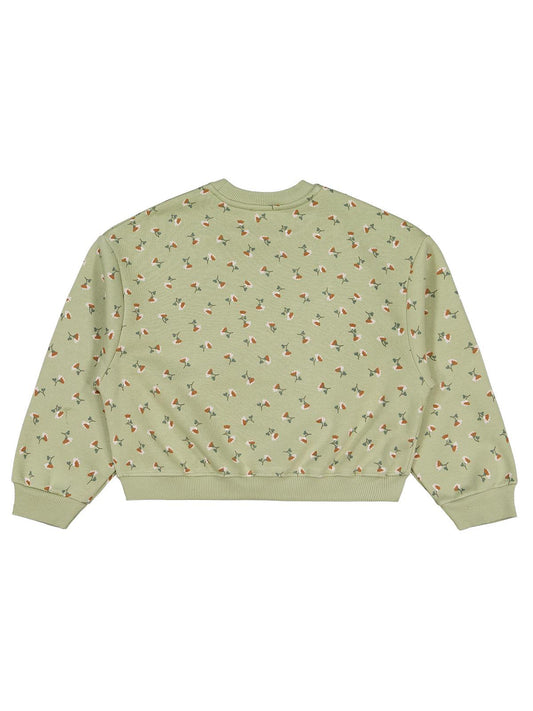 Civil Kız Çocuk Çıtır Çiçek Desenli Sweatshirt | 3 İp Uzun Kol | Okul Kreş ve Günlük Kullanım - Haki