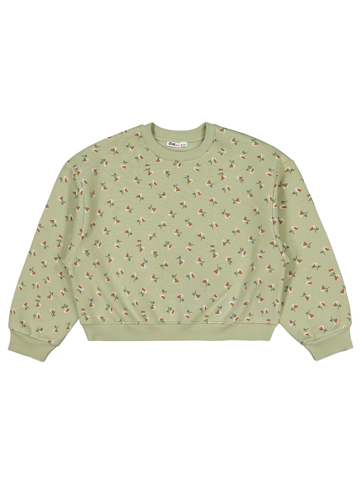 Civil Girls Çıtır Çiçek Desenli 10-13 Yaş Sweatshirt - Bordo