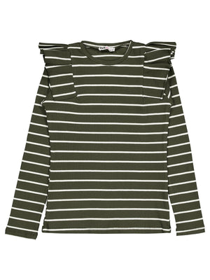 Civil Girls İnce Çizgili 10-13 Yaş Sweatshirt - Haki