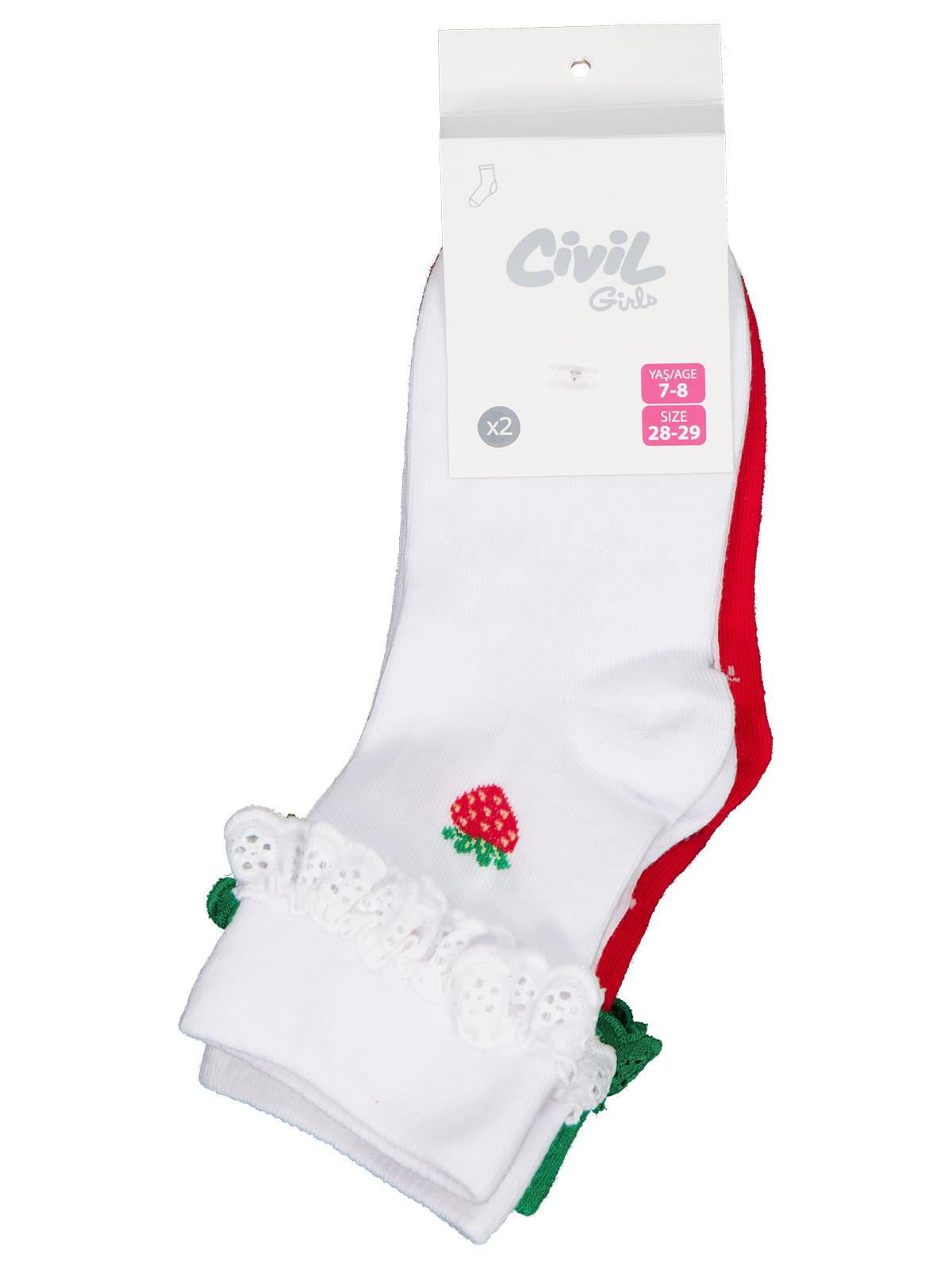 Civil Girls Çilek Dantel Aksesuar 3-11 Yaş Kız Soket Çorap - Standart
