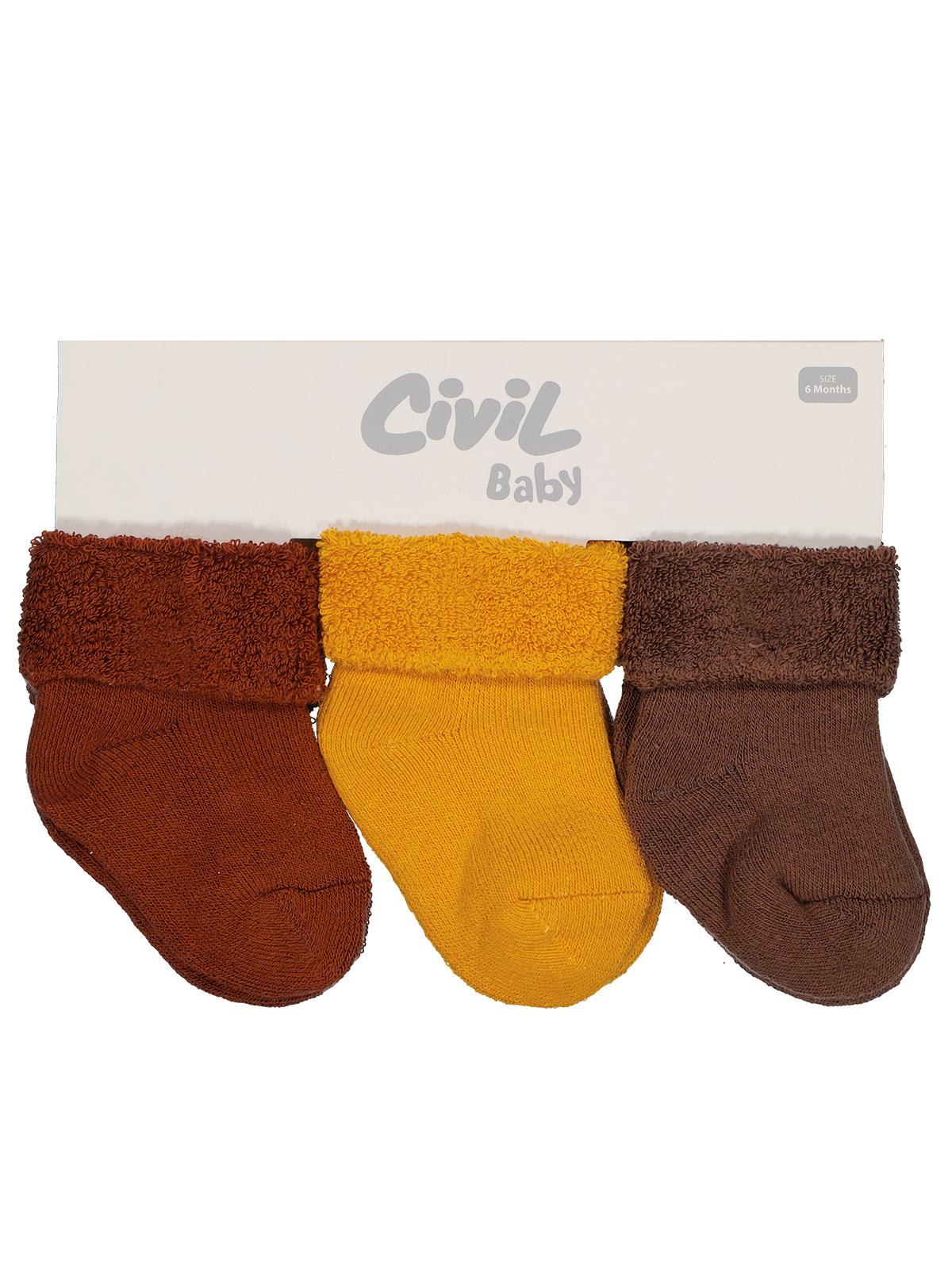 Civil Baby Basic Kıvrık Havlu 6- 3'lü Bebek Erkek Çorap Set - Standart