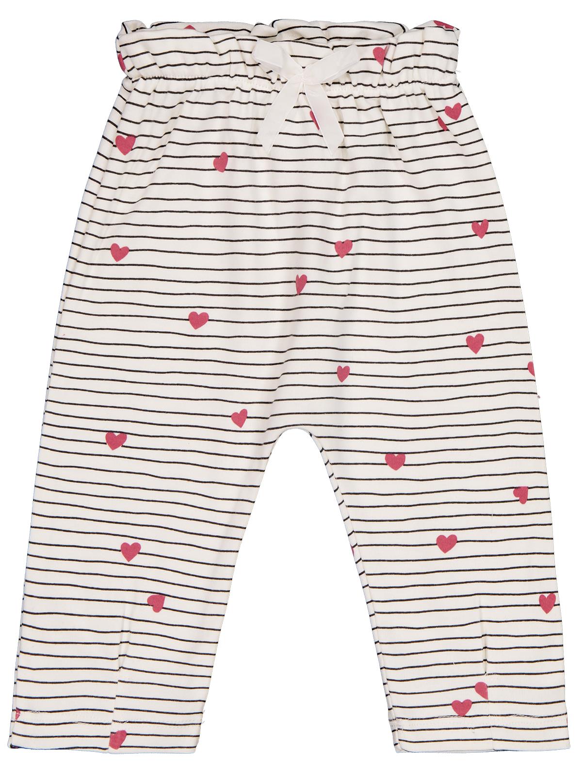Civil Baby Bel Büzgülü Çizgi Kalp Empirmeli 6-18 Ay Tek Alt Bebe - Ekru
