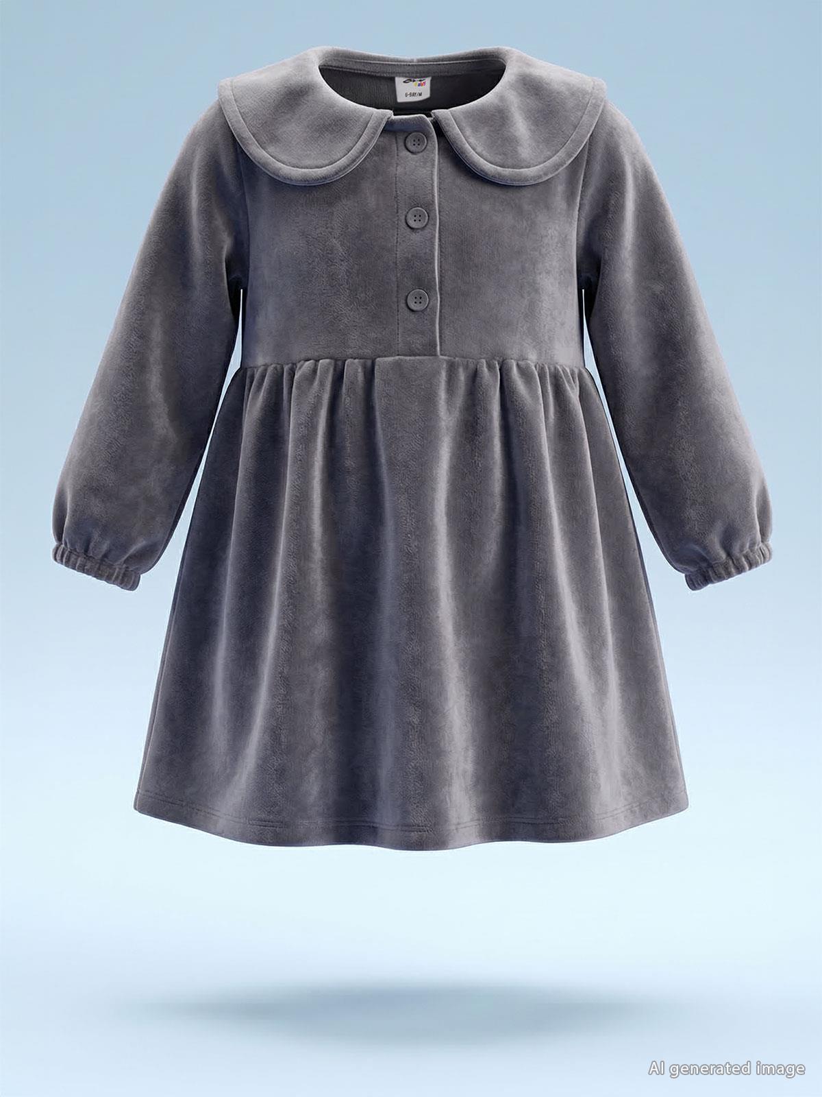 Civil Baby Düğme Detaylı 6-18 Ay Elbise - Gri