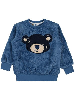 Civil Boys Ayı Nakışlı 2-5 Yaş Sweatshirt - Mavi