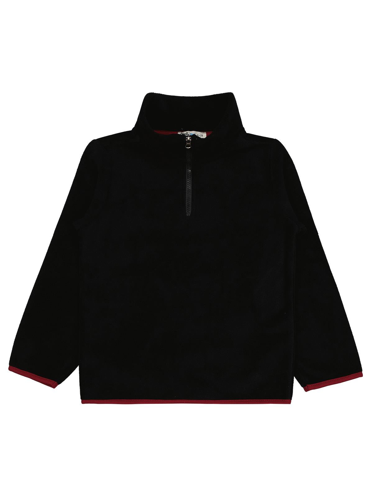 Civil Boys Erkek Çocuk Fermuarlı Armalı Polar Sweatshirt | Polar Uzun Kol | Okul Kreş ve Günlük Kullanım - Siyah