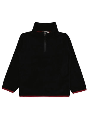Civil Boys Erkek Çocuk Fermuarlı Armalı Polar Sweatshirt | Polar Uzun Kol | Okul Kreş ve Günlük Kullanım - Siyah