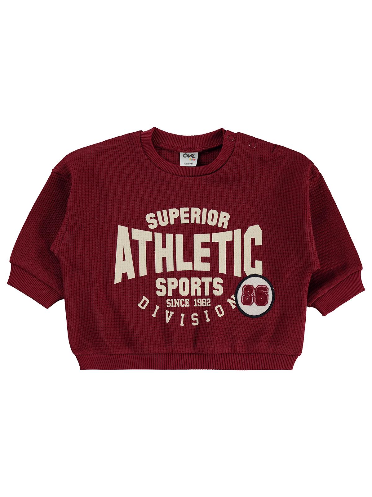 Civil Baby Athletic Baskılı Nakışlı 6-18 Ay Sweatshirt - Bordo
