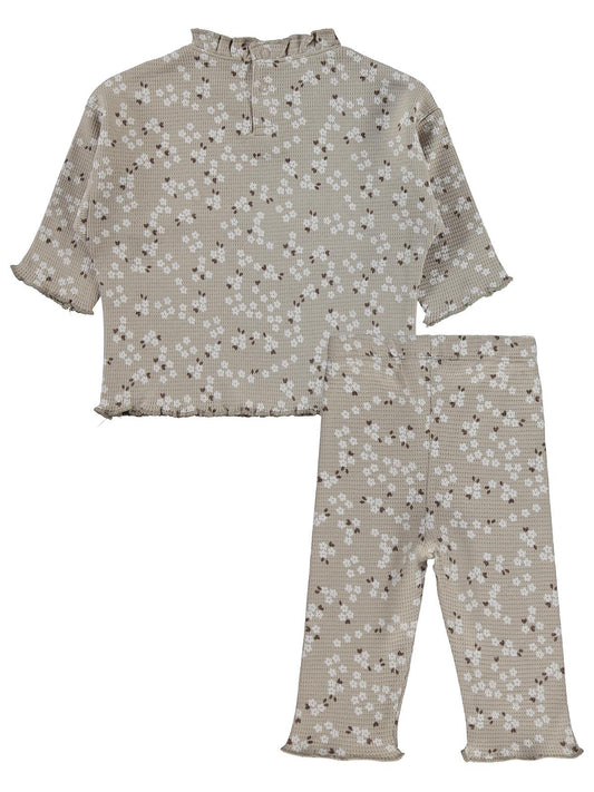 Civil Baby Mini Çiçek Baskılı 6-18 Ay Takım - Bej