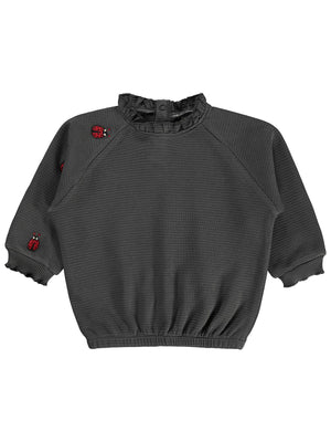 Civil Baby Uğur Böceği Nakışlı 6-18 Ay Sweatshirt - Gri