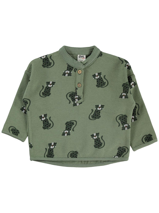 Civil Baby Cute Tiger Baskılı 6-18 Ay Sweatshirt - Haki