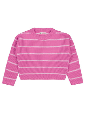 Civil Girls Çizgili 6-9 Yaş Kazak - Pembe
