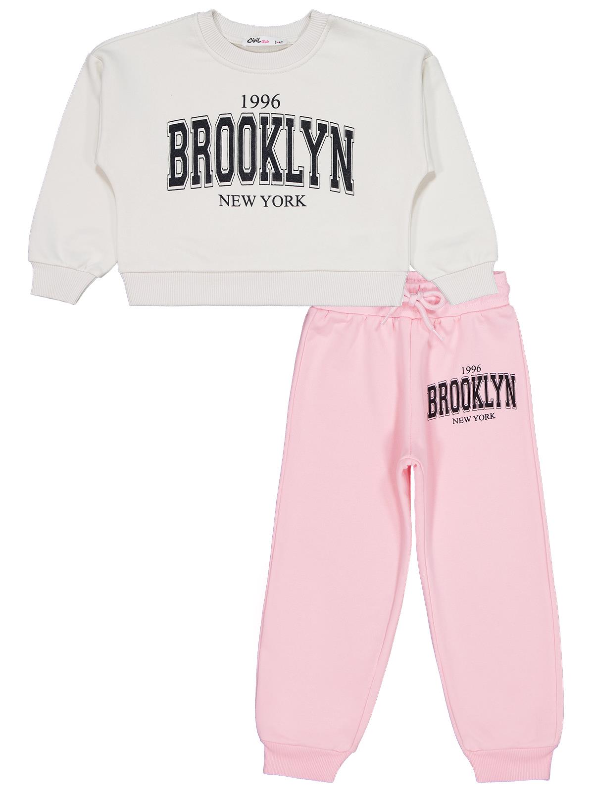 Civil Girls Brooklyn Baskılı 2-5 Yaş Eşofman Takımı - Lila