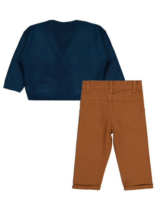 Civil Baby V Yaka Hırka 3'lü Set 6-18 Ay Takım - Yeşil