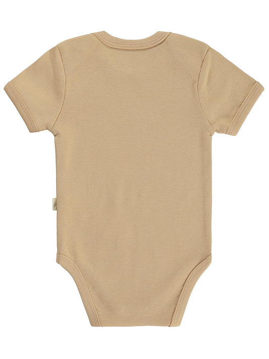 Civil Baby Düz Renkli Kısa Kol 1-3 Yaş Çıtçıtlı Badi - Kahverengi