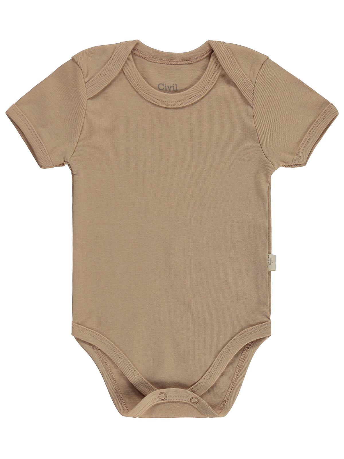 Civil Baby Düz Renkli Kısa Kol  Çıtçıtlı Badi - Sarı