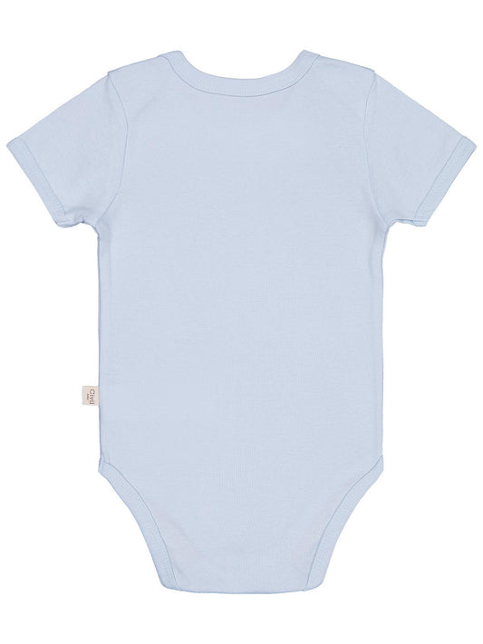 Civil Baby Düz Renkli Kısa Kol 3-9 Ay Çıtçıtlı Badi - Mavi